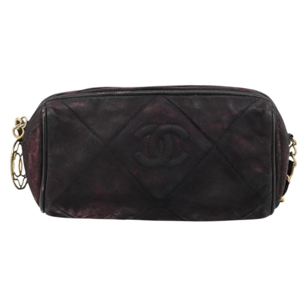 Chanel Suede Chain Shoulder Bag Purple